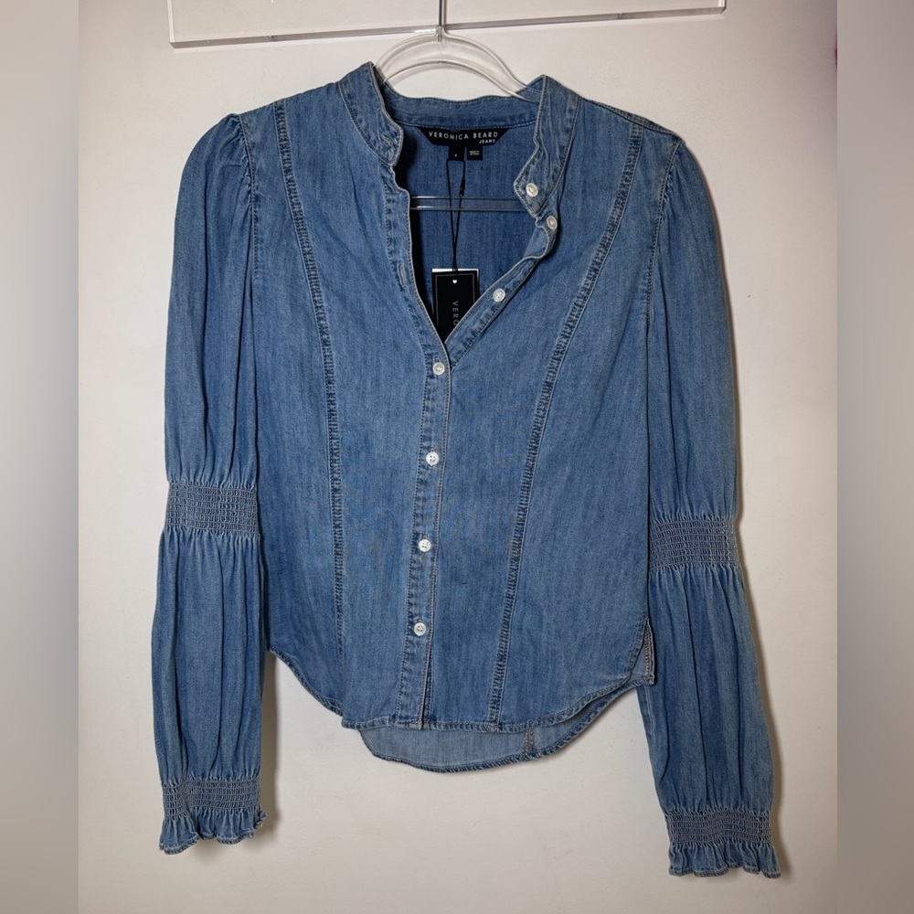 NWT Veronica Beard Dalton top in mystic blue - Picture 3 of 7